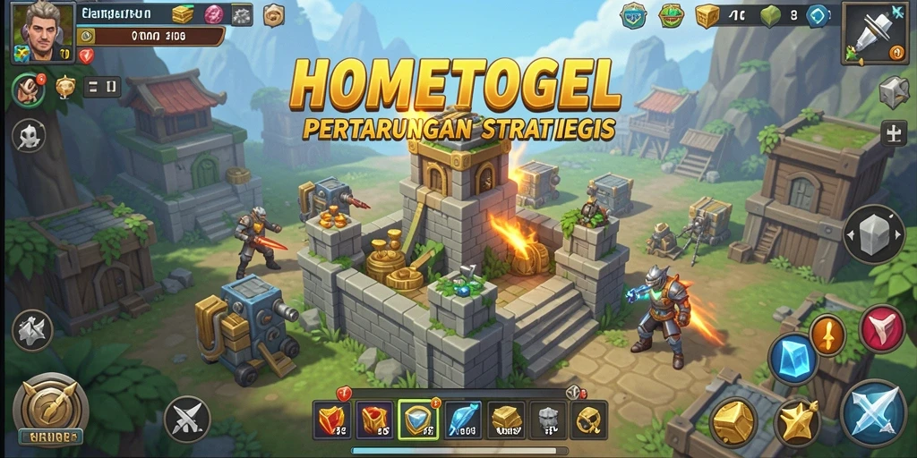 Gameplay seru dalam HOMETOGEL, pertahankan menara dari serangan musuh.