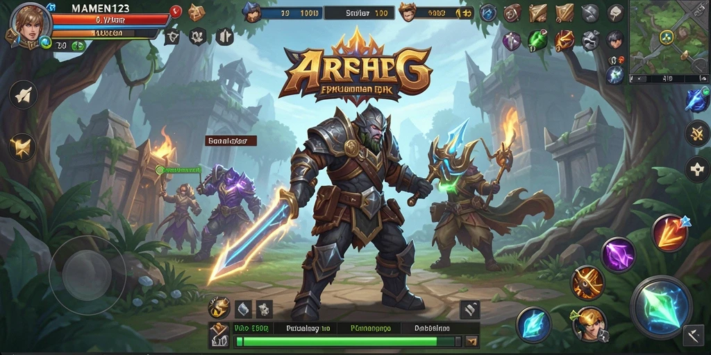 Tangkapan layar utama MAMEN123 menampilkan aksi seru dalam petualangan ARPG.